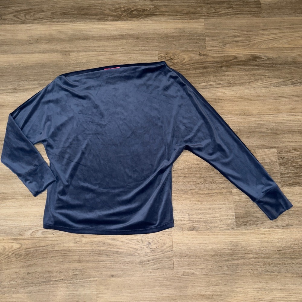 Lilly Pulitzer Velour Boatneck Top Navy Blue Dolman Sleeve XL 009897